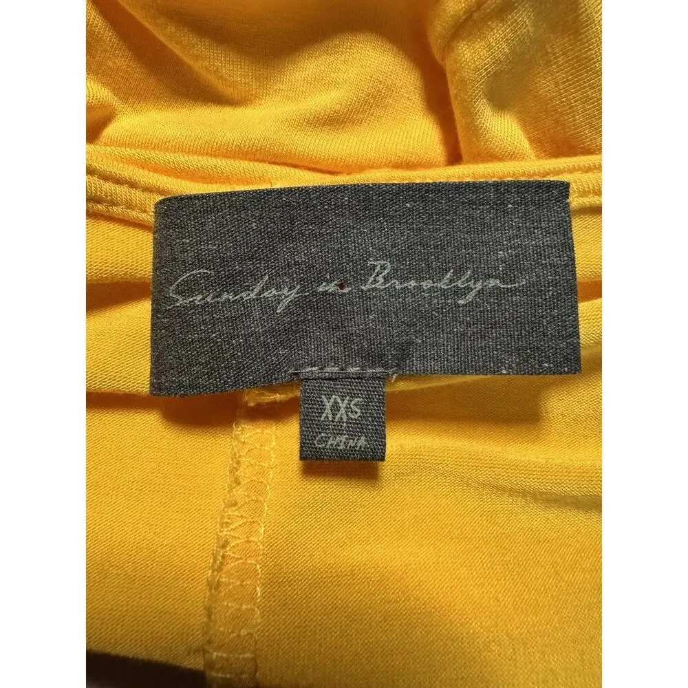Sunday in Brooklyn Womens Yellow Ruched Button Front Soft Girl Boho Top Sz XXS - Picture 5 of 6